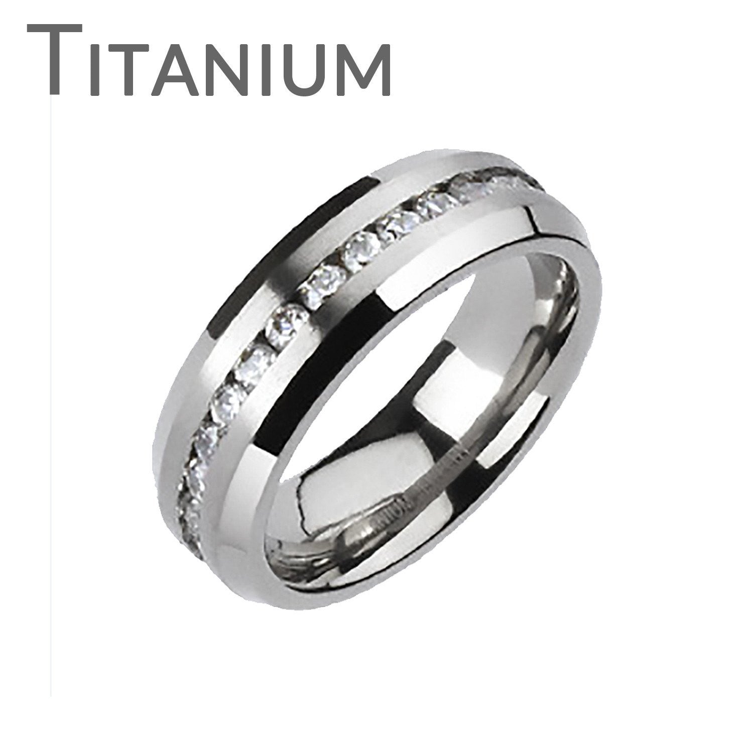 Admiration - FINAL SALE Flashing Beauty Titanium Ring White Cubic Zirconias