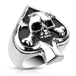 Ace of Spades - FINAL SALE Ace of spades skull and crossbones black oxidized stainless steel men’s ring