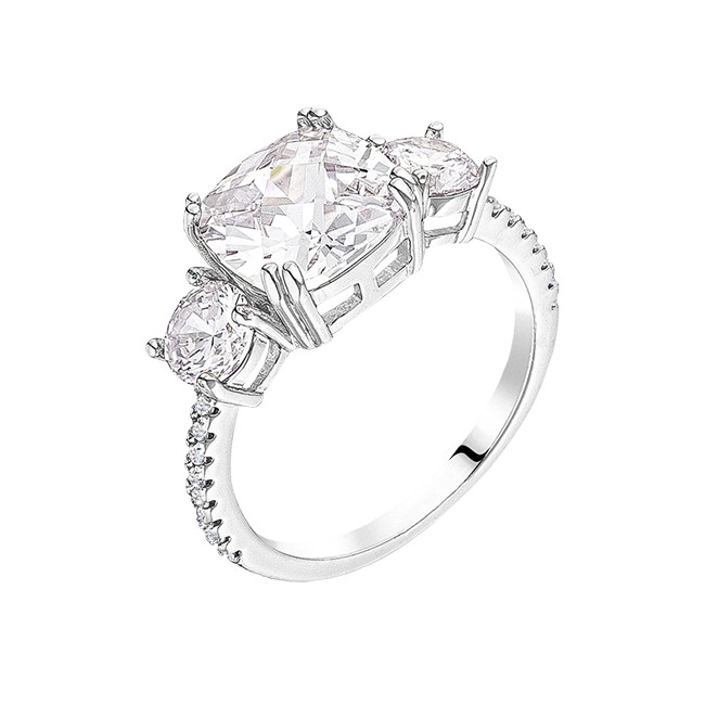 A Royal Romance - Women's 2.75ct Cushion Cut Rhodium Plated Ring Modeled After Meghan Markle's Ring