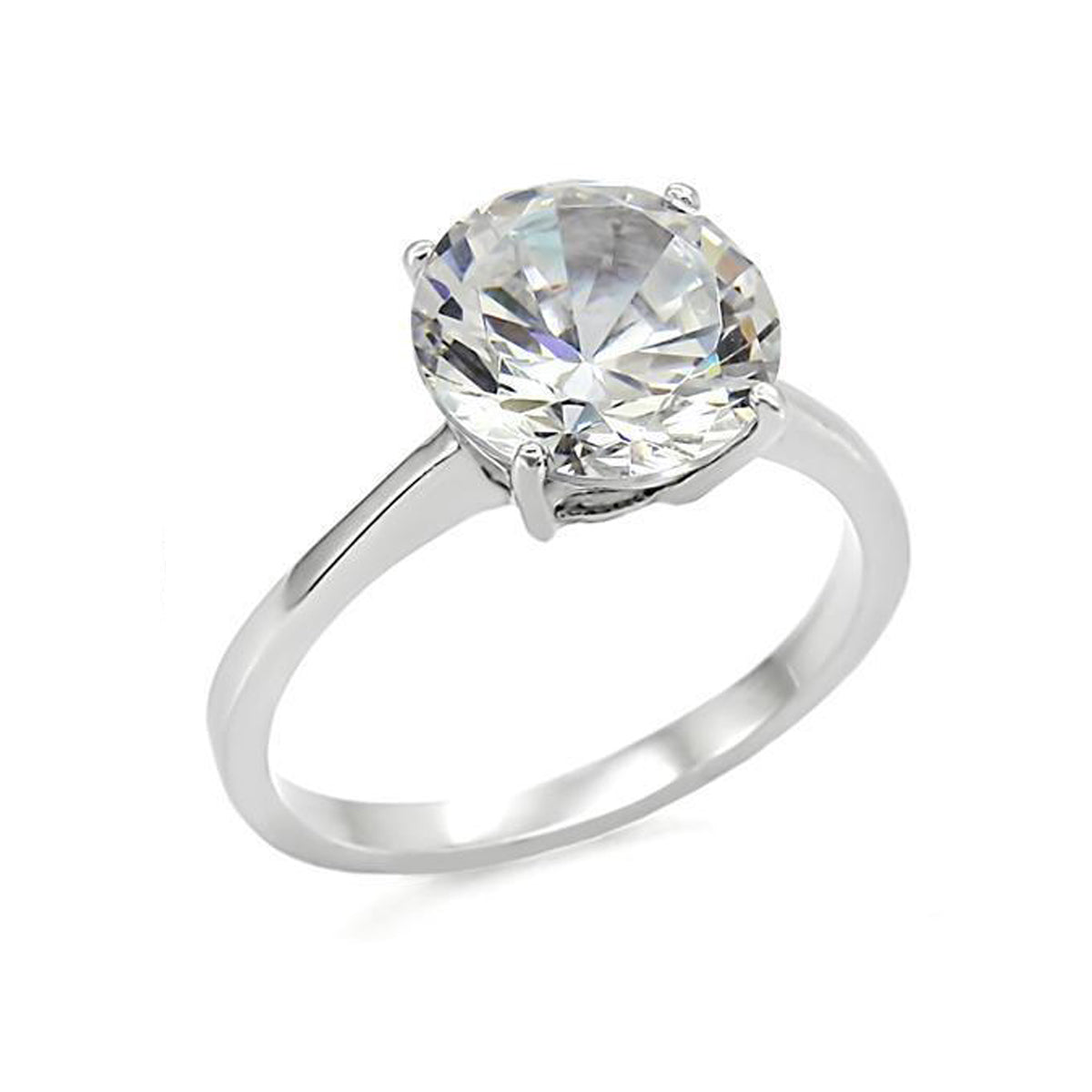 Adored - Women's Stainless Steel Solitaire 3.87 Carat CZ Ring