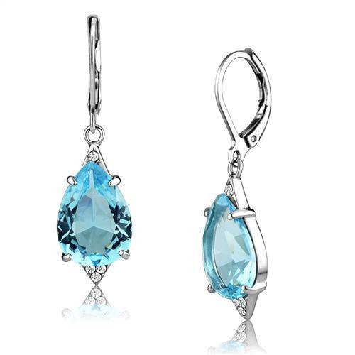 -Pacific Blues - Stainless Steel Synthetic Glass Earrings